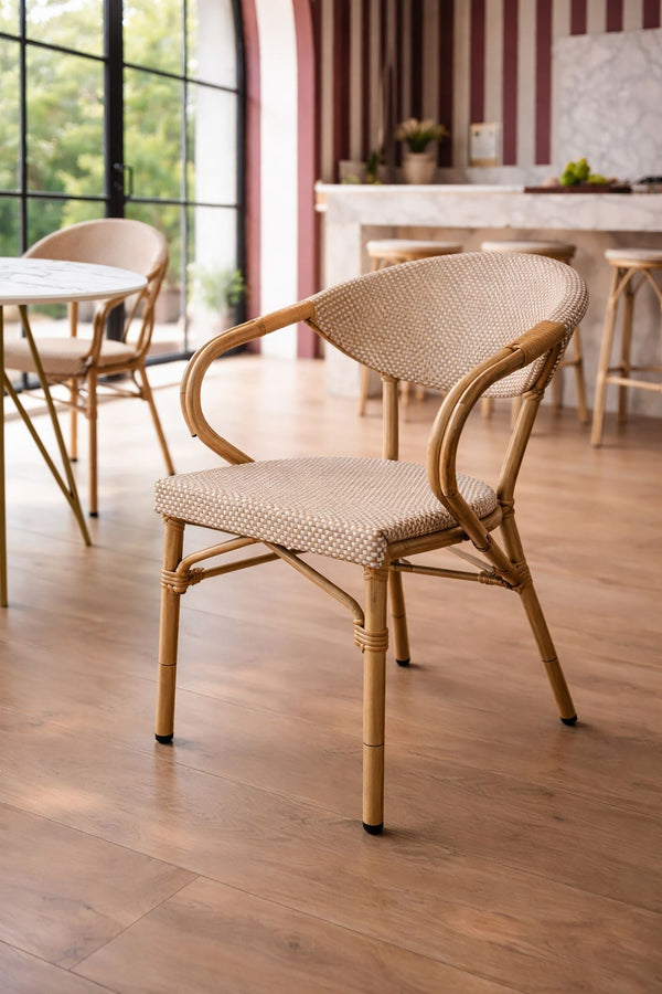 Amalfi - Sillones de mesa Lot2 de aluminio - Efecto ratán - Beige