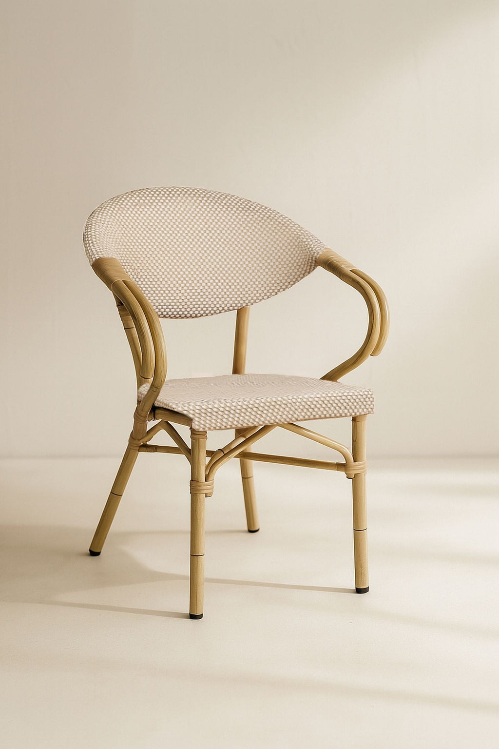 Amalfi - Lot 2 Fauteuils De Table En Aluminium - Effet Rotin - Beige
