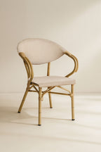 Amalfi - Lot 2 Fauteuils De Table En Aluminium - Effet Rotin - Beige