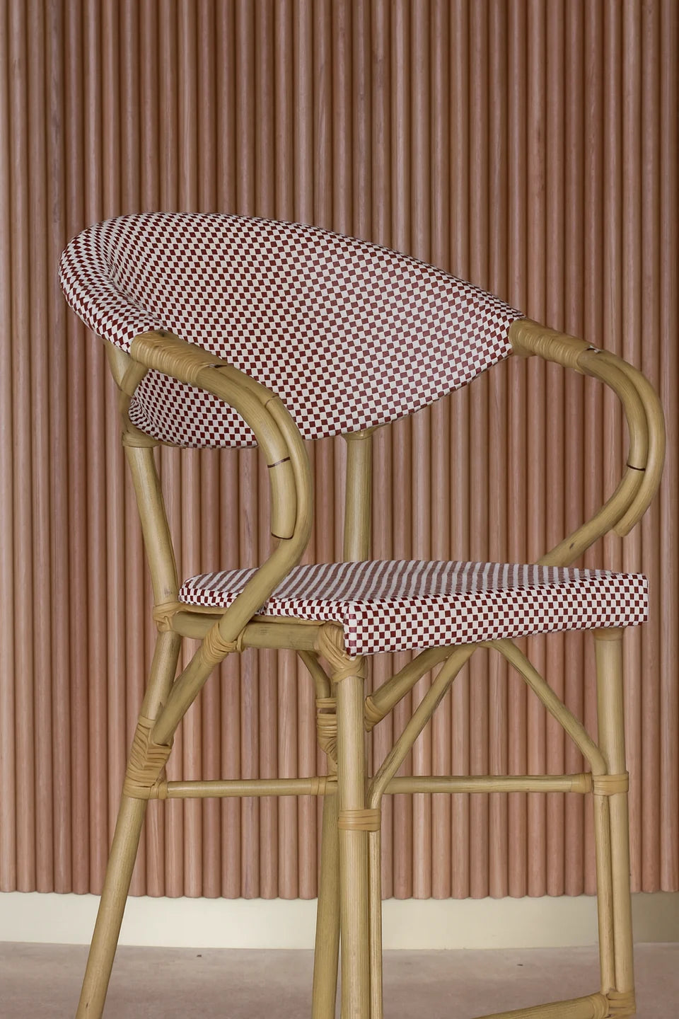 Amalfi - Lot 2 Fauteuils De Bar - Aspect Rotin/Textilene - Rouge