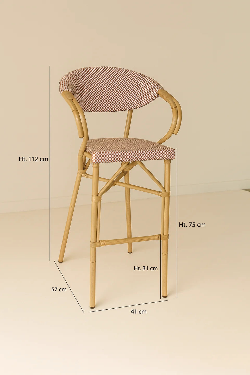 Amalfi - Lot 2 Fauteuils De Bar - Aspect Rotin/Textilene - Rouge