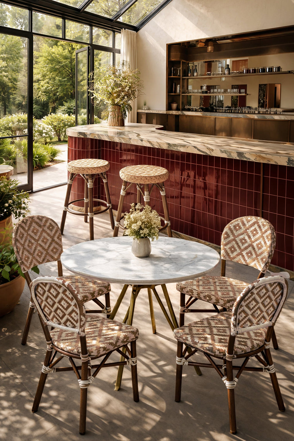 Scala - Set of 2 Chairs - Rattan Effect Aluminum - Hazelnut/Walnut