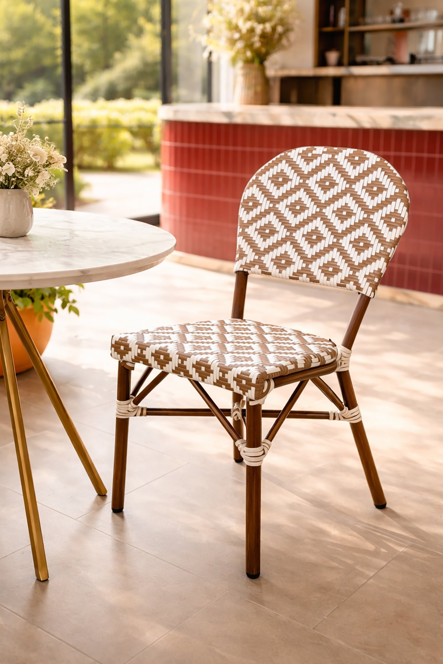 Scala - Set of 2 Chairs - Rattan Effect Aluminum - Hazelnut/Walnut