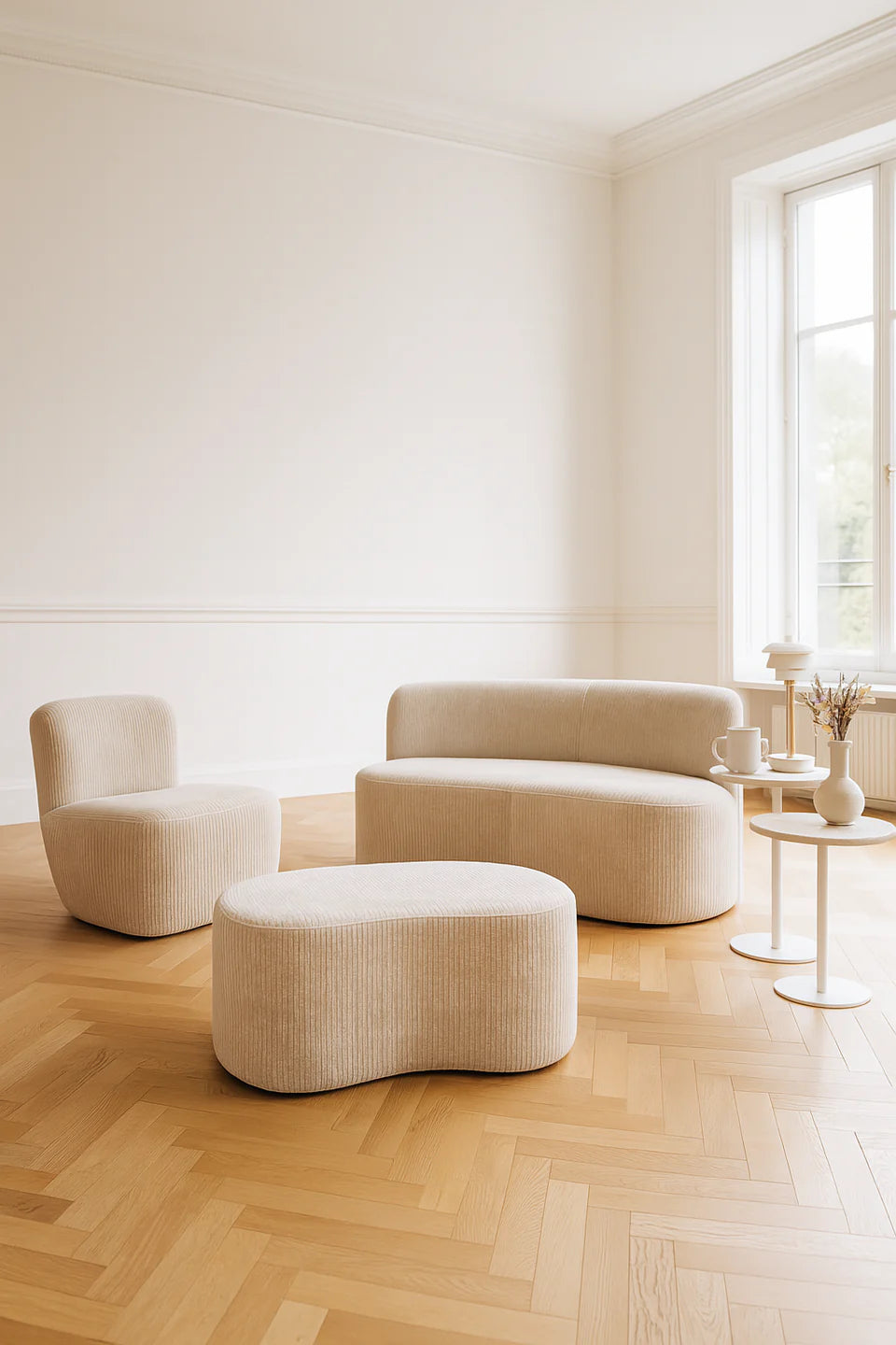 Como 2-Seater Sofa - Corduroy - Beige