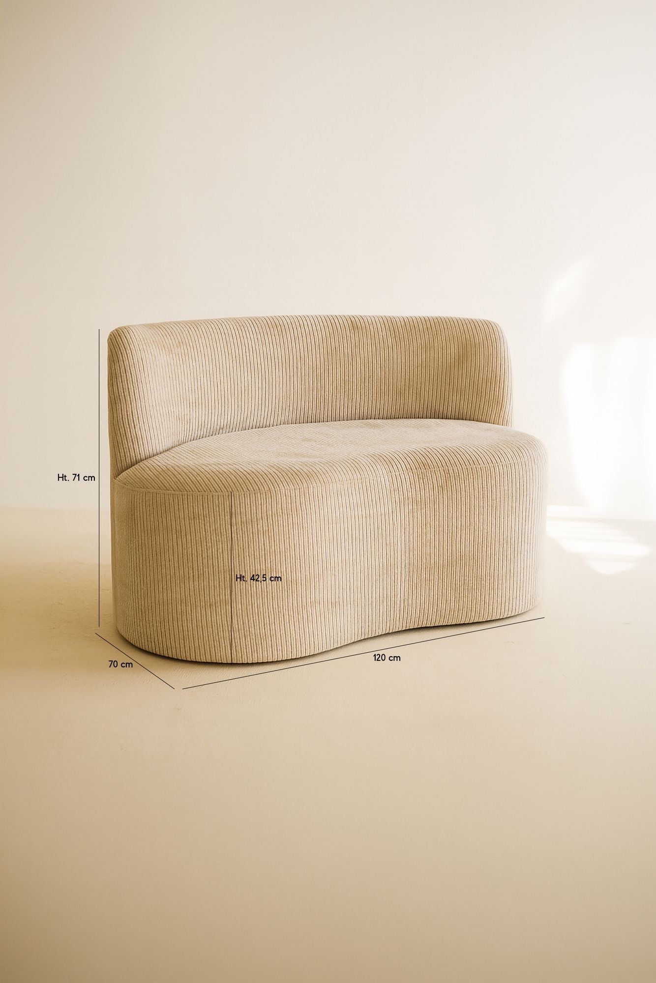 Come - Banc Avec Dossier - Velours - Beige