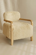 Yack - Fauteuil - Fourrure/Tissu/Bois - Beige