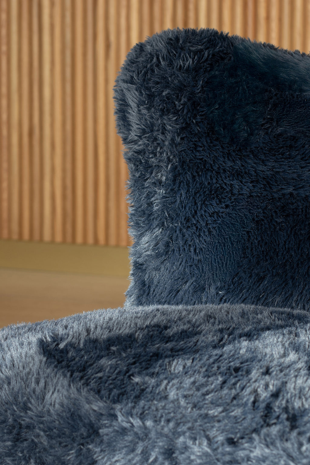 Artic - Fauteuil - Fourrure/Bois - Noir/Bleu