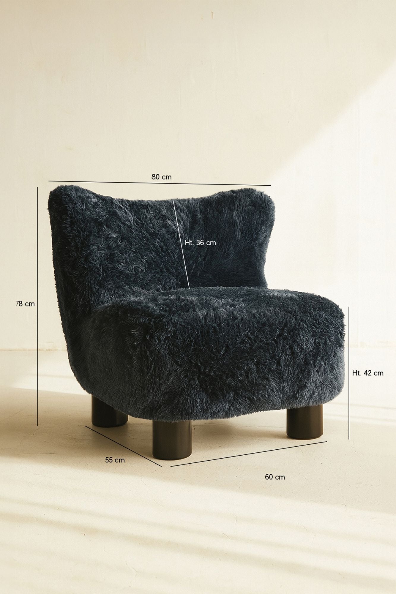Artic Armchair In Blue Synthetic Fur