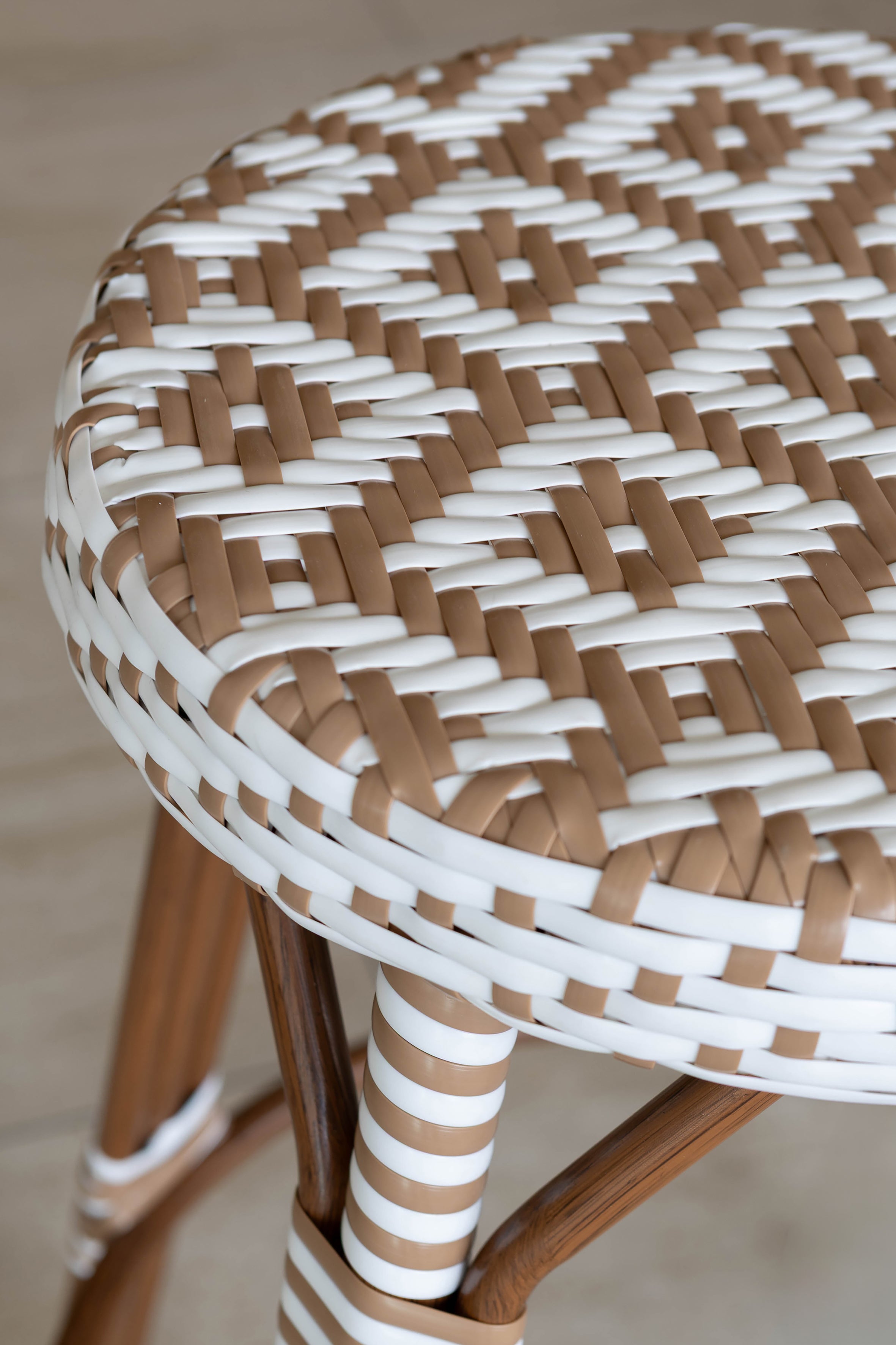 Scala - Tabouret Bas - Alu Aspect Rotin/Textilene - Noisette