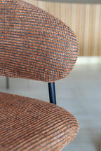 Eros - Lot 2 Fauteuils De Table - Tissu Tweed/Metal - Brique/Noir