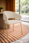 Eros - Lot 2 Fauteuils De Table - Tissu Tweed/Metal - Ecru/Noir