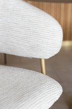 Eros - Lot 2 Fauteuils De Table - Tissu Tweed/Metal - Ecru/Noir