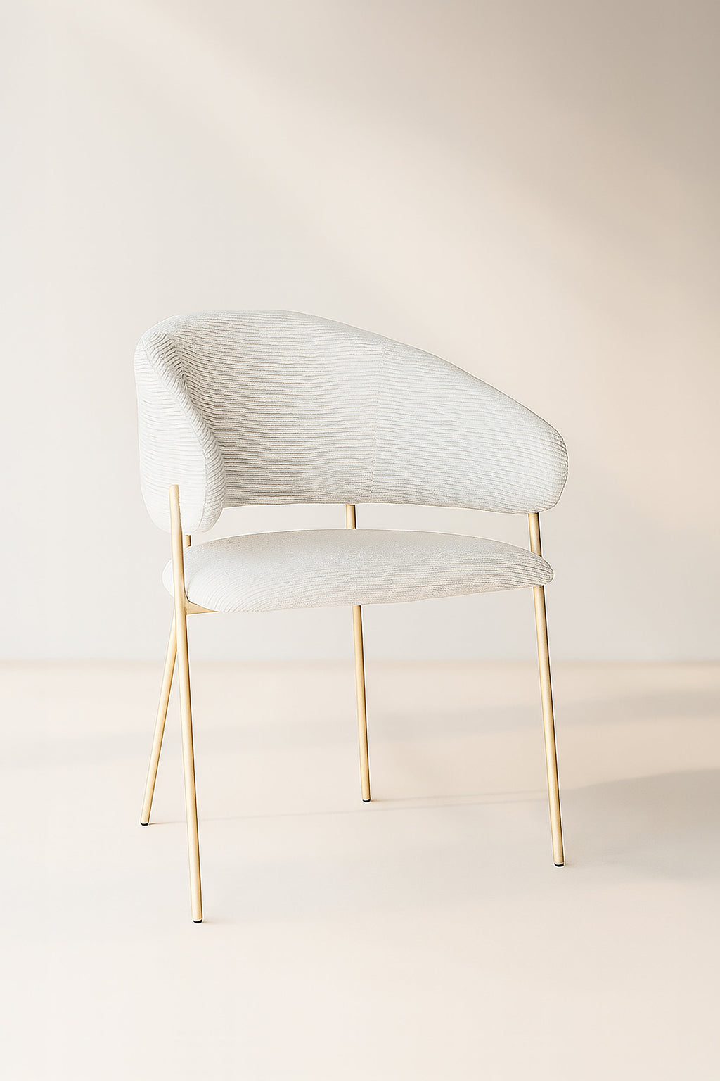 Eros - Lot 2 Fauteuils De Table - Tissu Tweed/Metal - Ecru/Noir