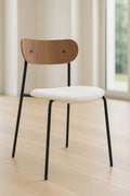 Gaston - Lot2 Chaise - Bouclette/Métal/Bois - Écru