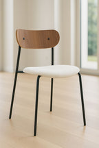 Gaston - Lot2 Chaise - Bouclette/Métal/Bois - Écru