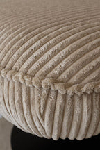 Funky Swivel Armchair In Corduroy - Beige, Black Metal