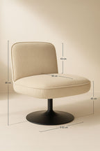 Funky Swivel Armchair In Corduroy - Beige, Black Metal
