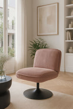 Funky - Fauteuil Pivotant - Velour Côtelé/Metal - Noir/Rose