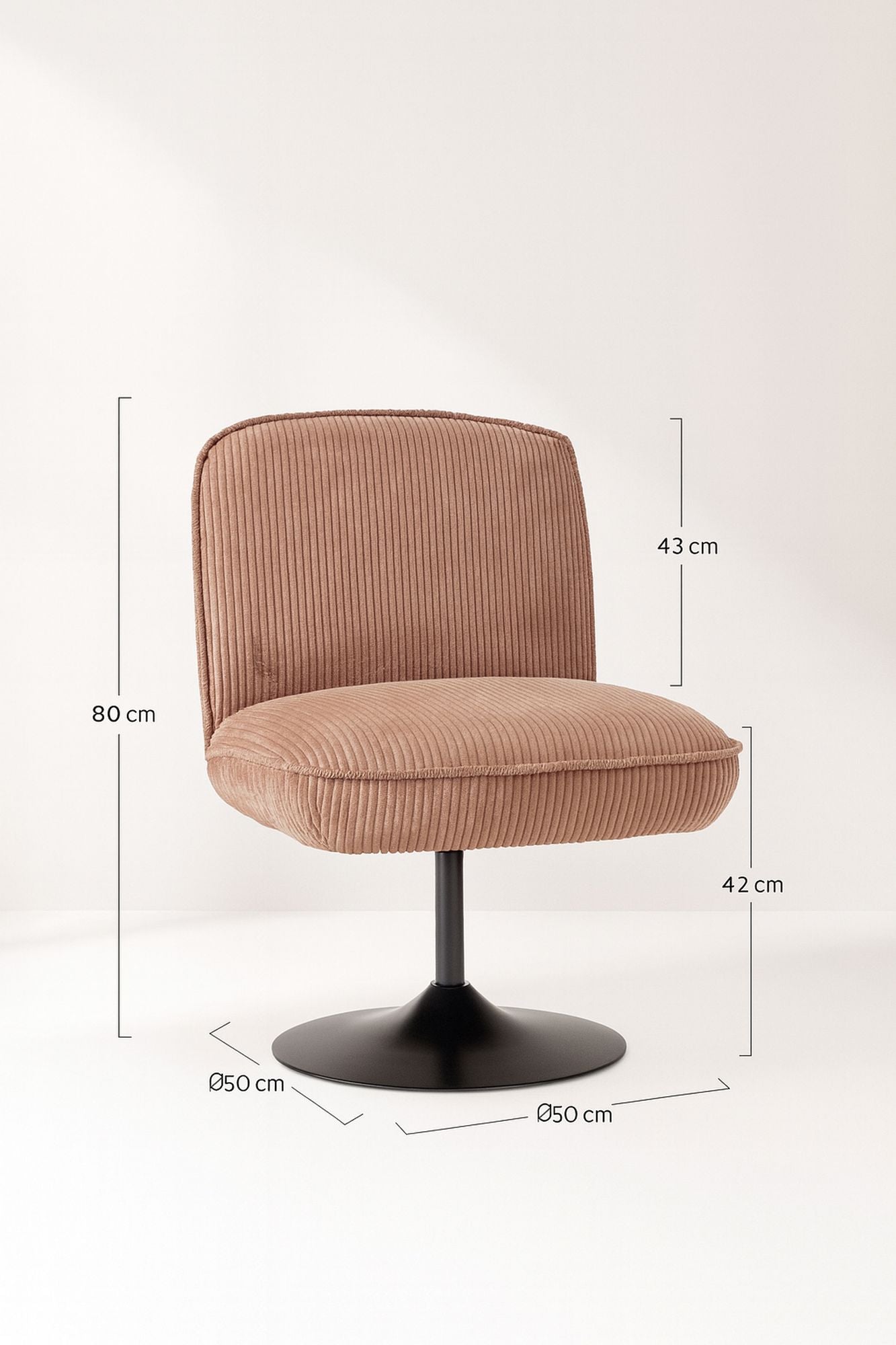 Funky - Fauteuil Pivotant - Velour Côtelé/Metal - Noir/Rose