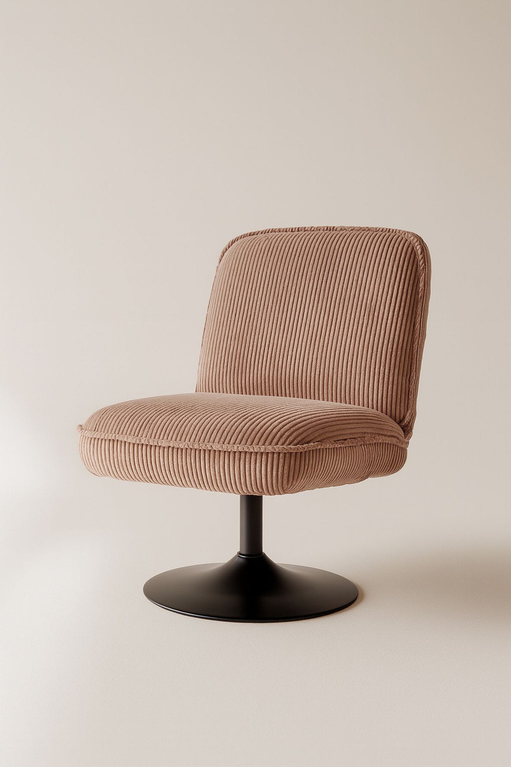 Funky - Fauteuil Pivotant - Velour Côtelé/Metal - Noir/Rose