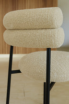 Gina - Lot 2 Chaises - Tissu Tweed/Métal - Beige/Noir