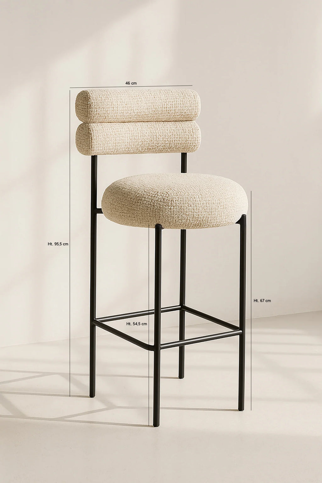 Set of 2 Gina Bar Stools - Beige Tweed Fabric
