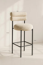 Set of 2 Gina Bar Stools - Beige Tweed Fabric