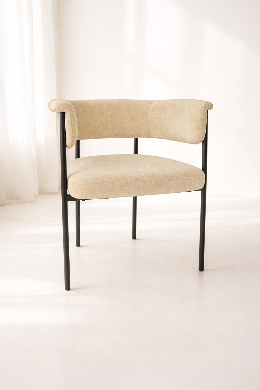 Colette - Lot 2 Fauteuils De Table - Tissu/Métal - Beige/Noir