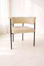 Colette - Lot 2 Fauteuils De Table - Tissu/Métal - Beige/Noir