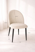 Leonie - Lot 2 Chaises - Tissu/Métal - Ecru/Noir