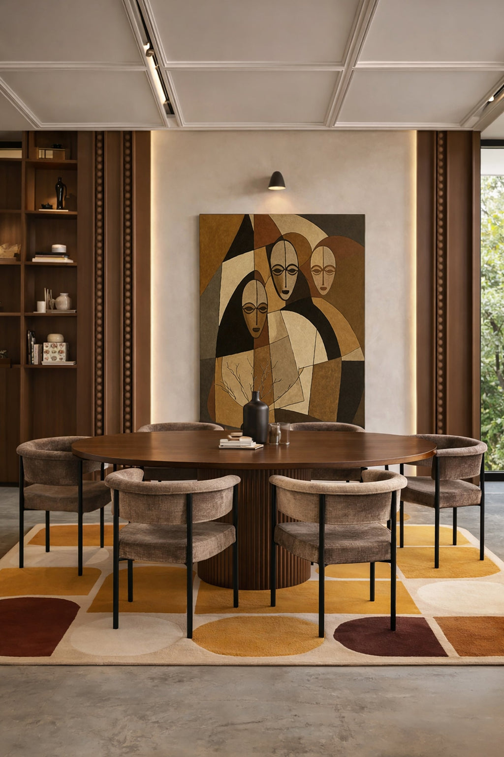 Colette - Lot 2 De Fauteuils Table - Tissu/Métal - Noir/Coffee