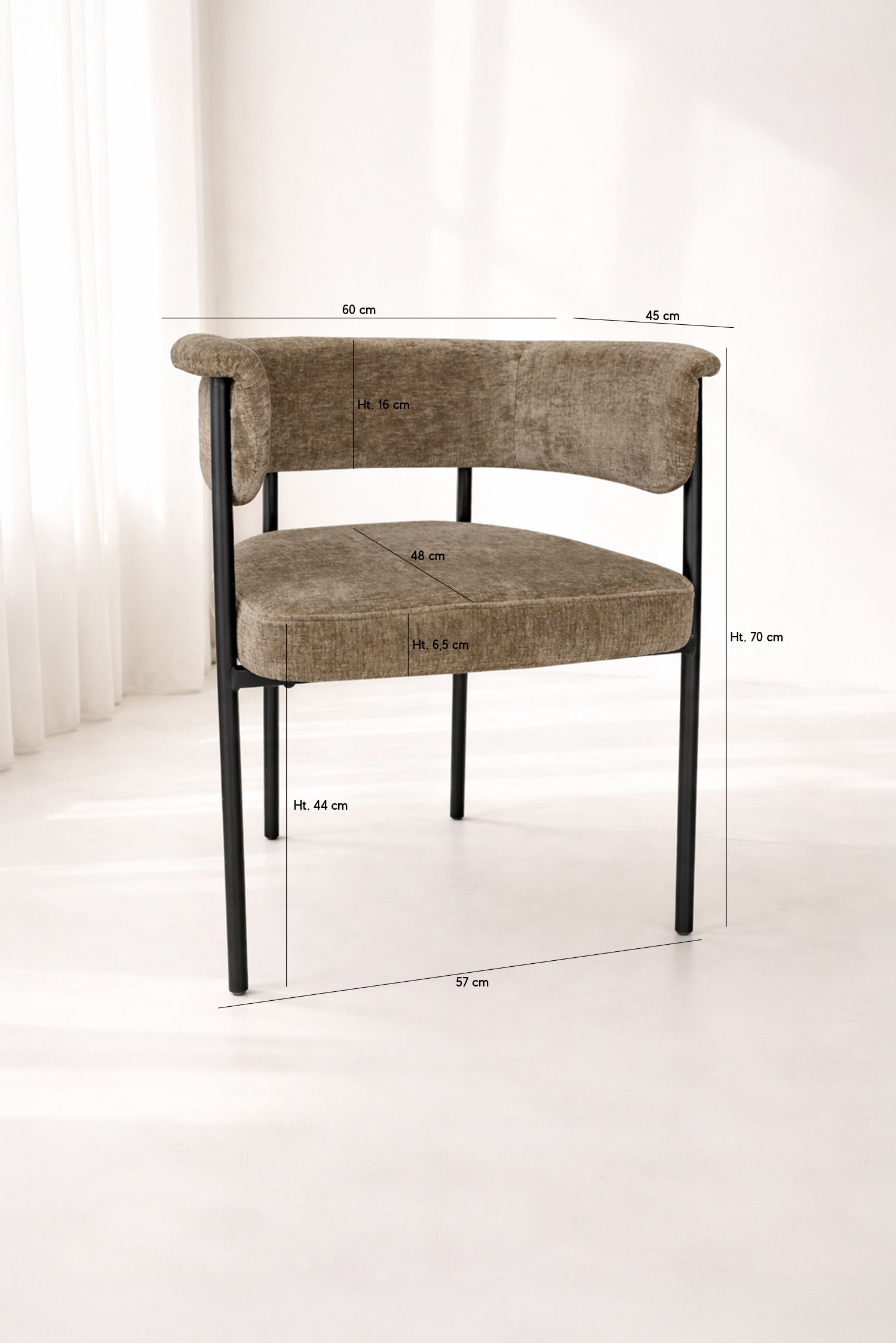 Colette - Lot 2 De Fauteuils Table - Tissu/Métal - Noir/Coffee