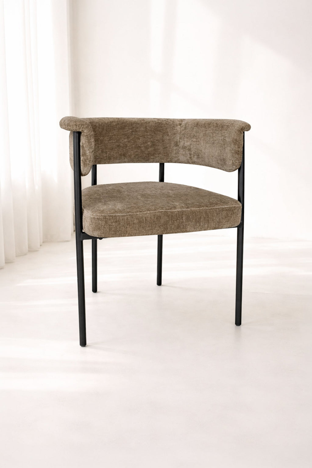 Colette - Lot 2 De Fauteuils Table - Tissu/Métal - Noir/Coffee