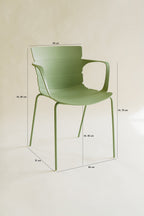 Juego de 4 sillones de mesa de interior Montauk - Polipropileno y metal verde