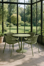 Set of 4 Calypso Indoor Table Armchairs - Polypropylene and Green Metal