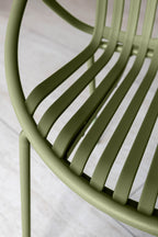 Set of 4 Calypso Indoor Table Armchairs - Polypropylene and Green Metal