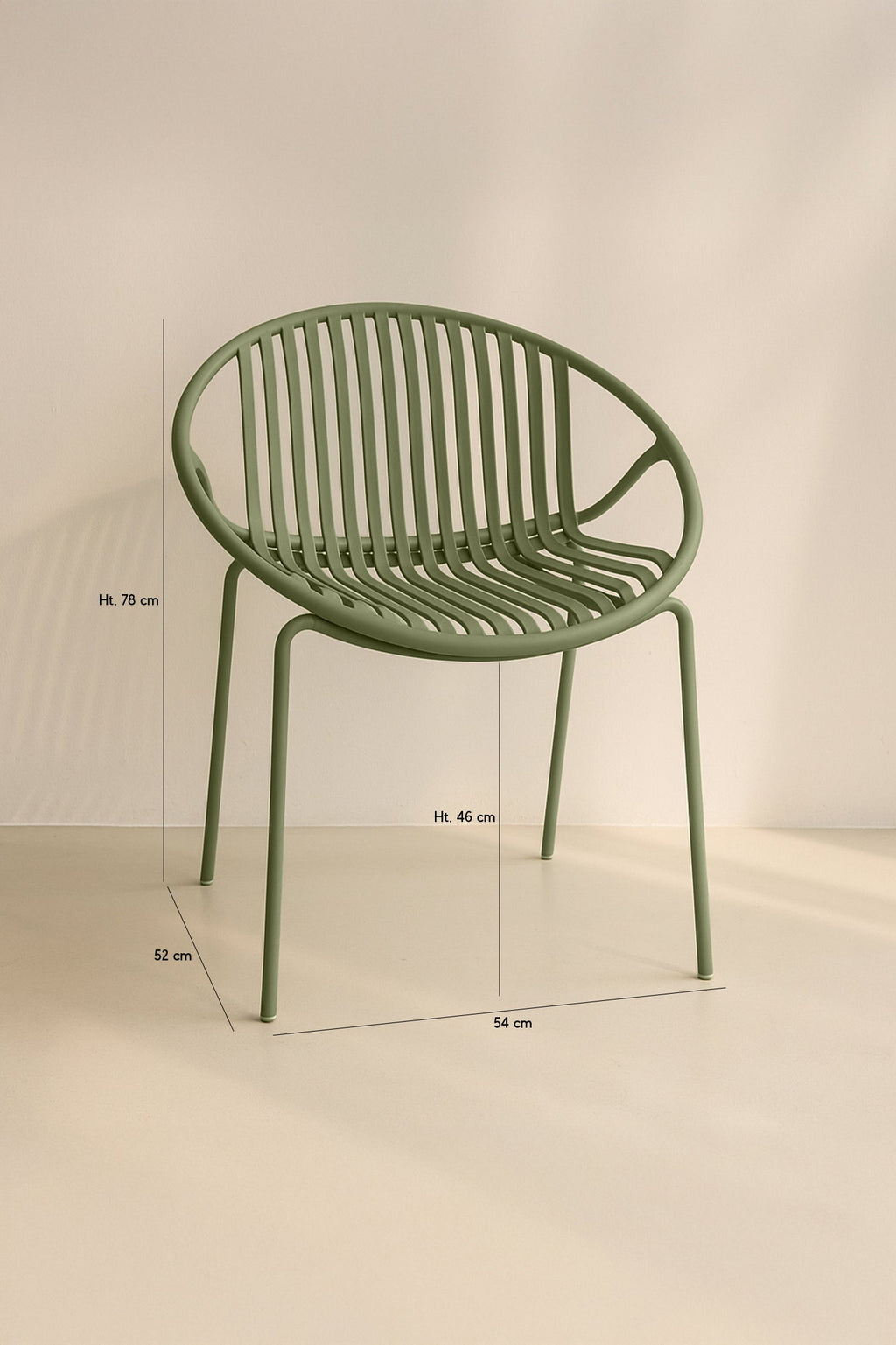 Set of 4 Calypso Indoor Table Armchairs - Polypropylene and Green Metal