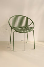 Set of 4 Calypso Indoor Table Armchairs - Polypropylene and Green Metal