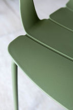 Montauk Indoor Table And 4 Armchairs Set - Polypropylene And Green Metal