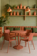 Conjunto de mesa y 4 sillones de interior Montauk - Polipropileno y metal ladrillo