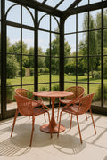 Calypso Indoor Table And 4 Armchairs Set - Polypropylene And Brick Metal