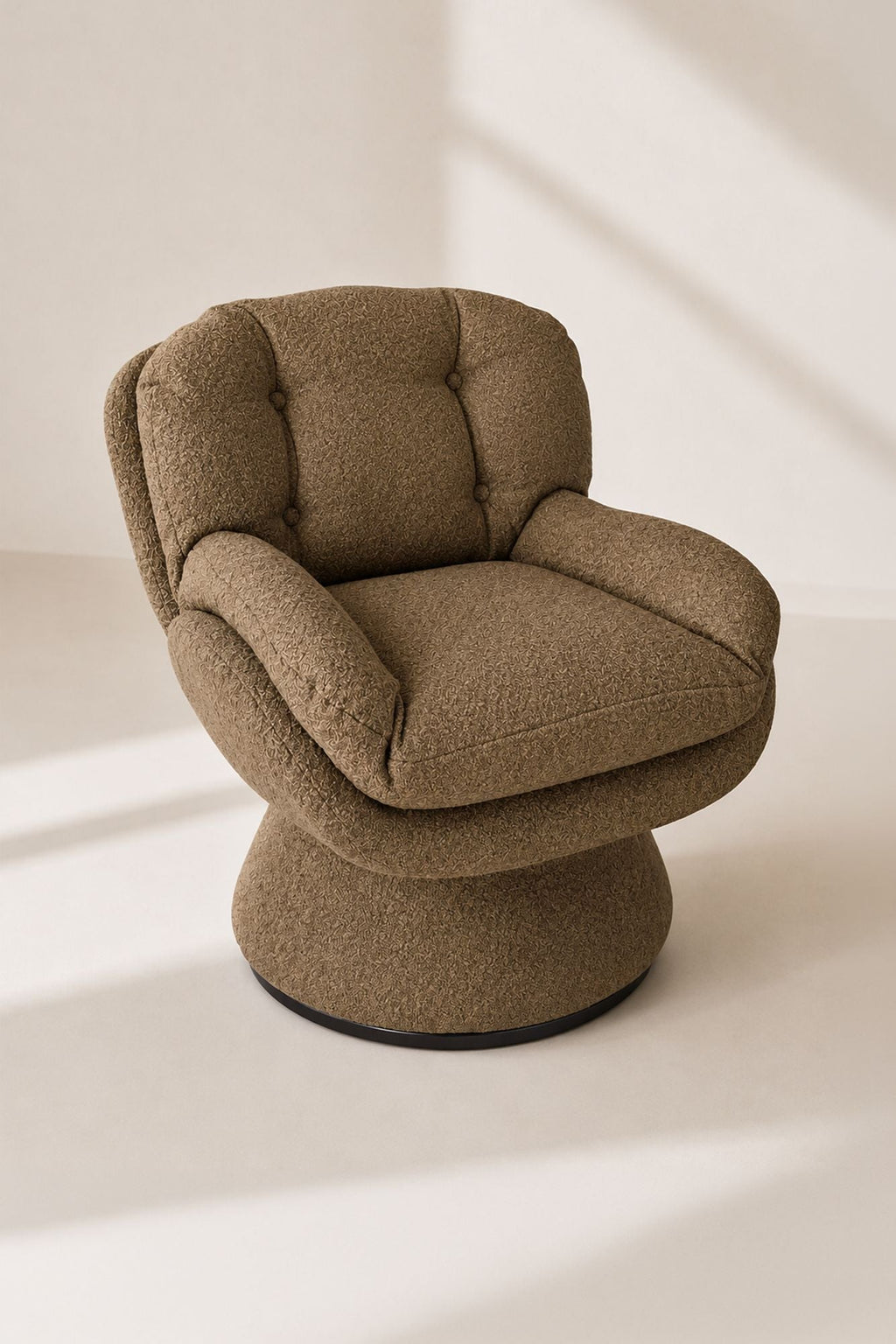 Gustave - Fauteuil Pivotant - Tissu Chiné - Marron