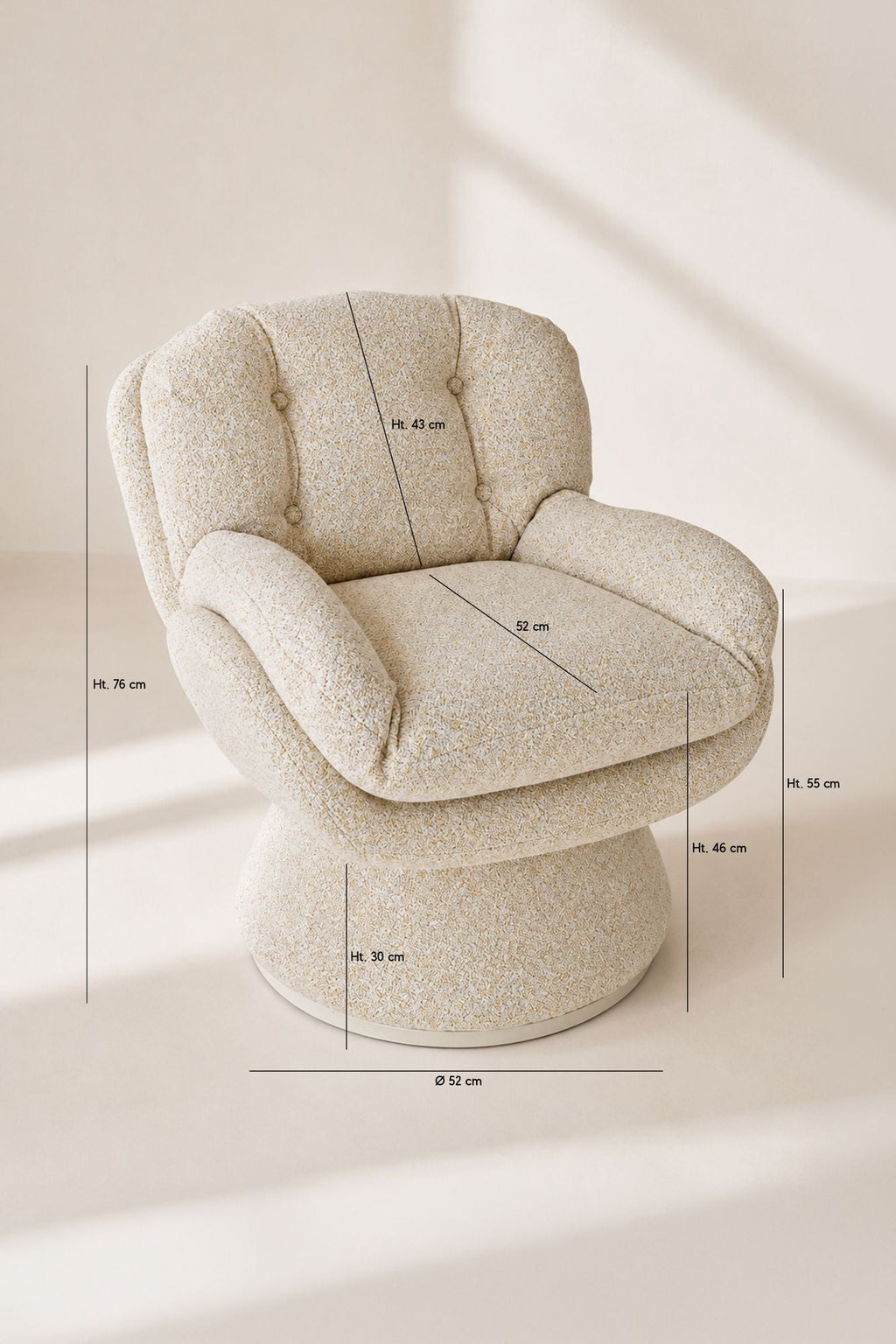 Gustave - Fauteuil Pivotant - Tissu Chiné - Beige