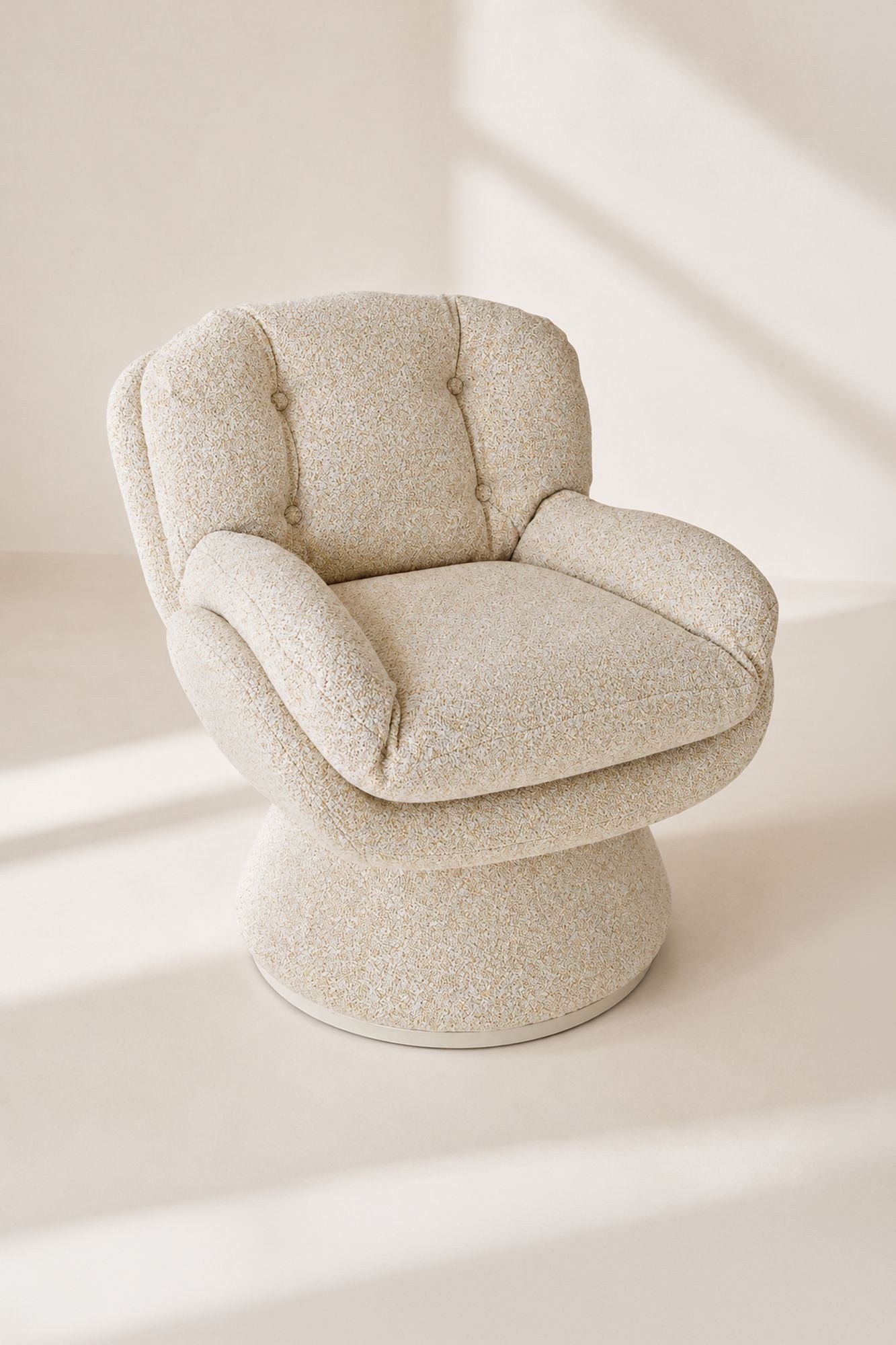 Gustave - Fauteuil Pivotant - Tissu Chiné - Beige