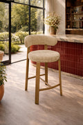 Suzie - Lot 2 Chaises De Bar - Effet Bois/Tissu/Metal - Beige