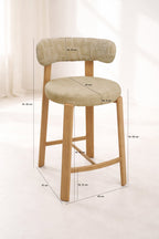 Suzie - Lot 2 Chaises De Bar - Effet Bois/Tissu/Metal - Beige