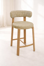 Suzie - Lot 2 Chaises De Bar - Effet Bois/Tissu/Metal - Beige