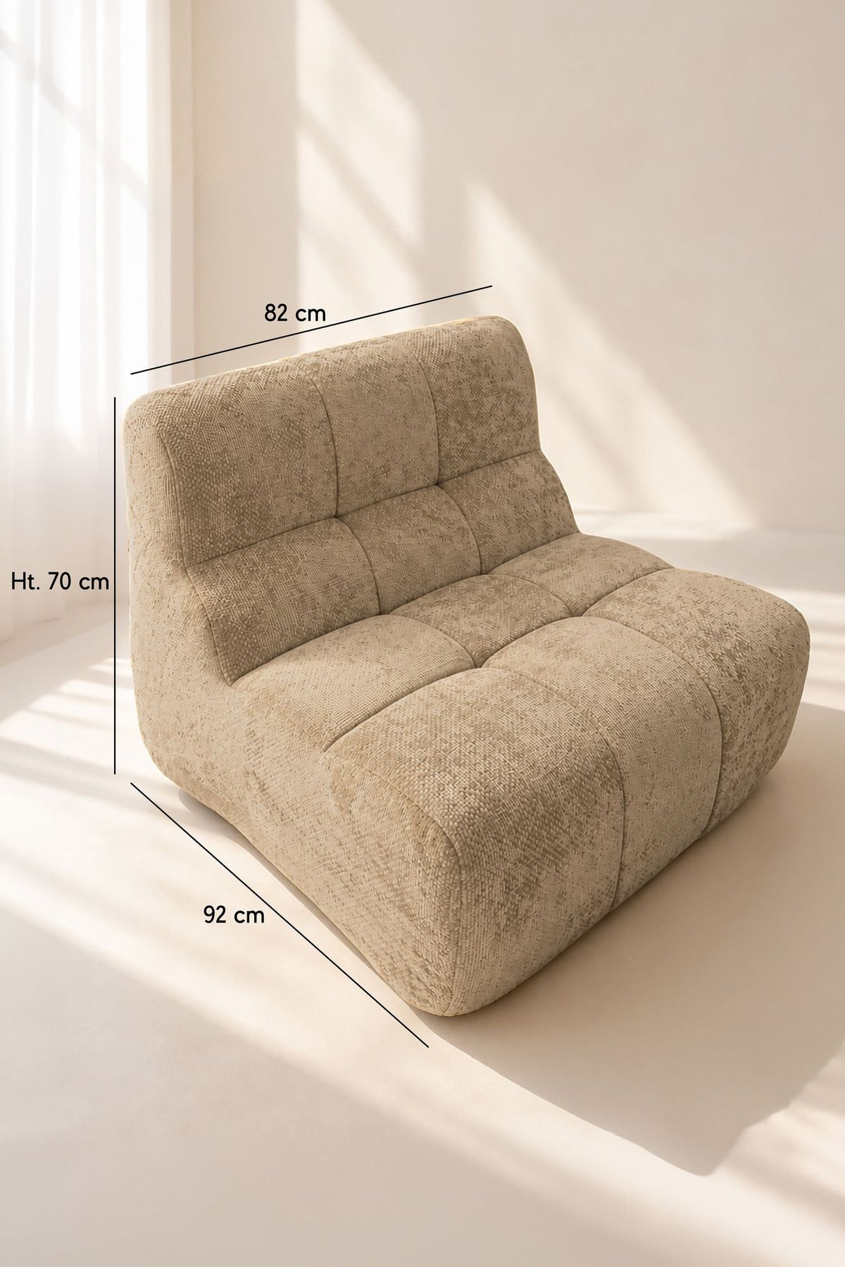 Volta - Fåtölj - Flätat chenilletyg - Mullvadsgrå