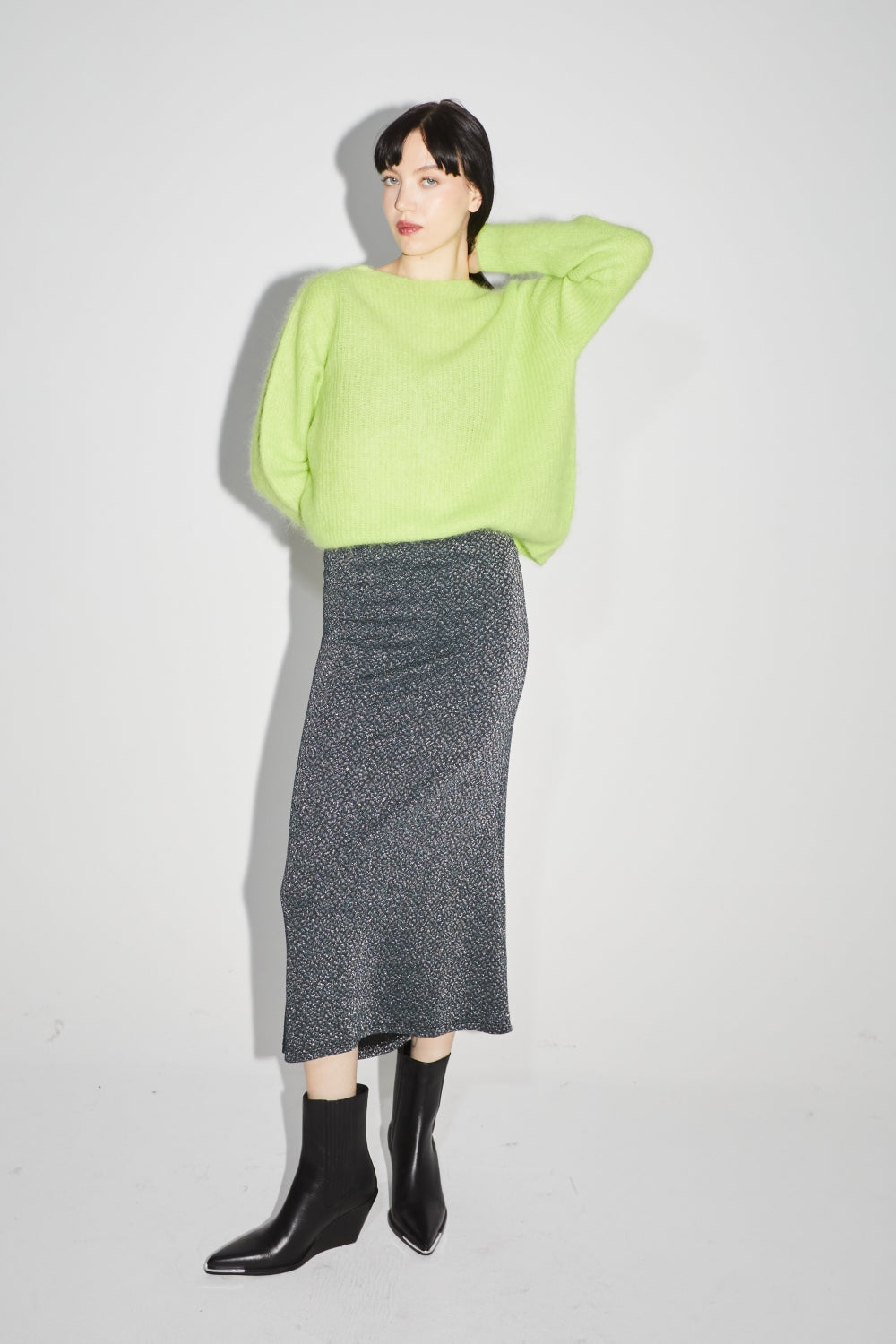The Serena Maxi Skirt in Léo Green Knit
