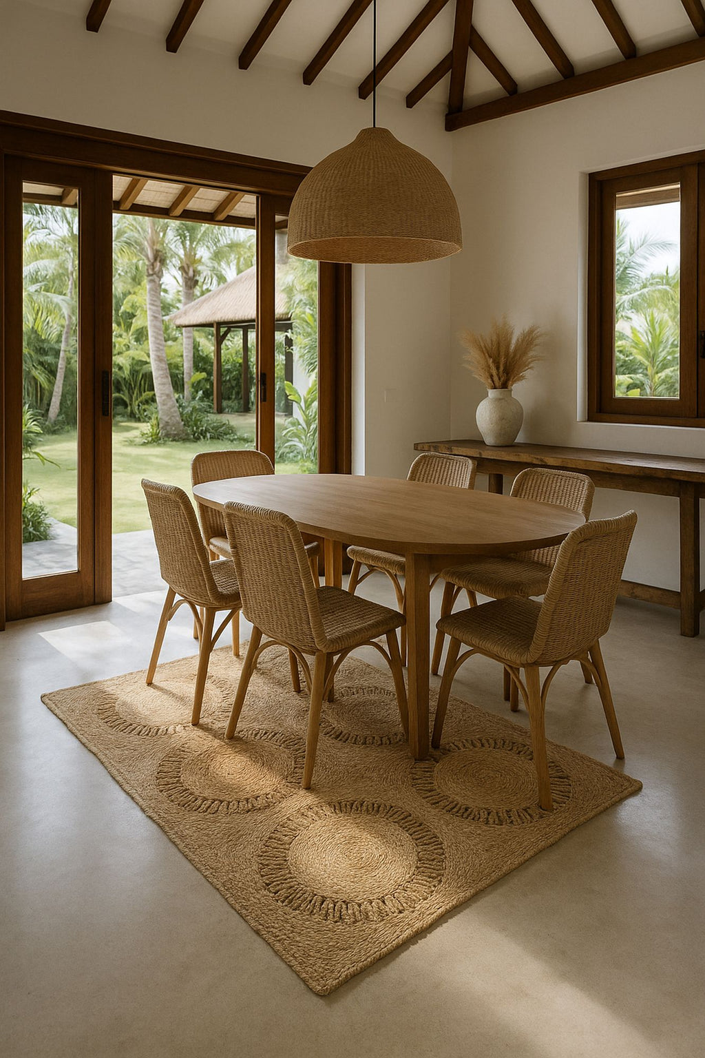 Rectangular Jerico Rug - Hand-Woven Natural Jute